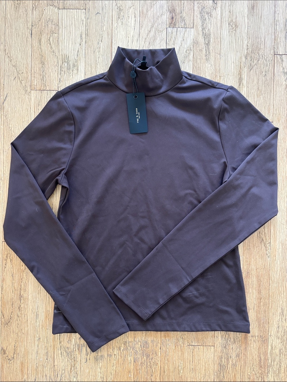 rag & bone Women's Dark Brown Long Sleeve Turtleneck Top